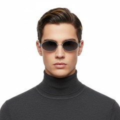 BS2503-0050_Silver_Oval_Metal_Sunglasses_model