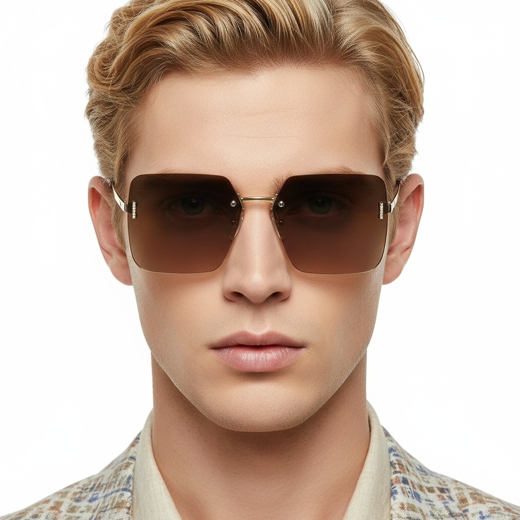 BS2503-0078_Golden_Invisible_Metal_Sunglasses_model