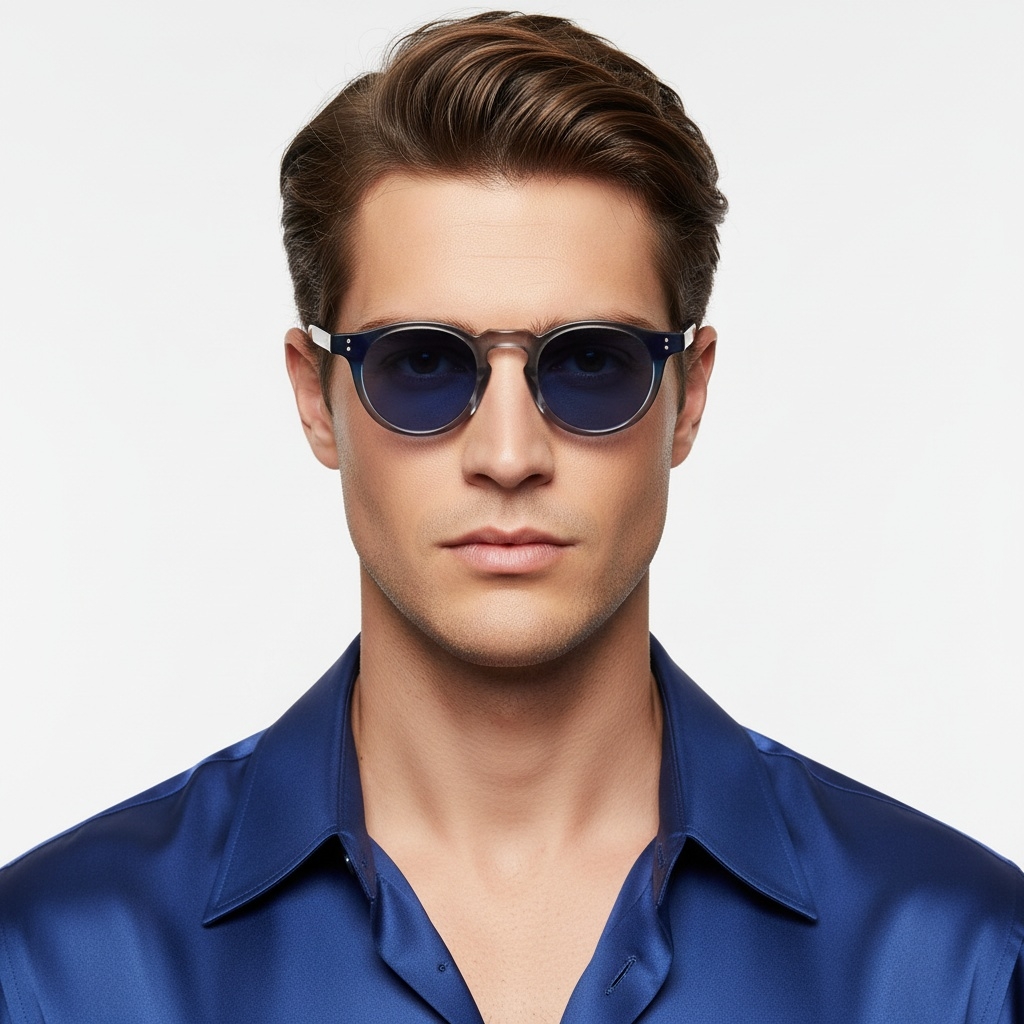 BS2503-0115_Grey_Oval_Plastic_Sunglasses_model