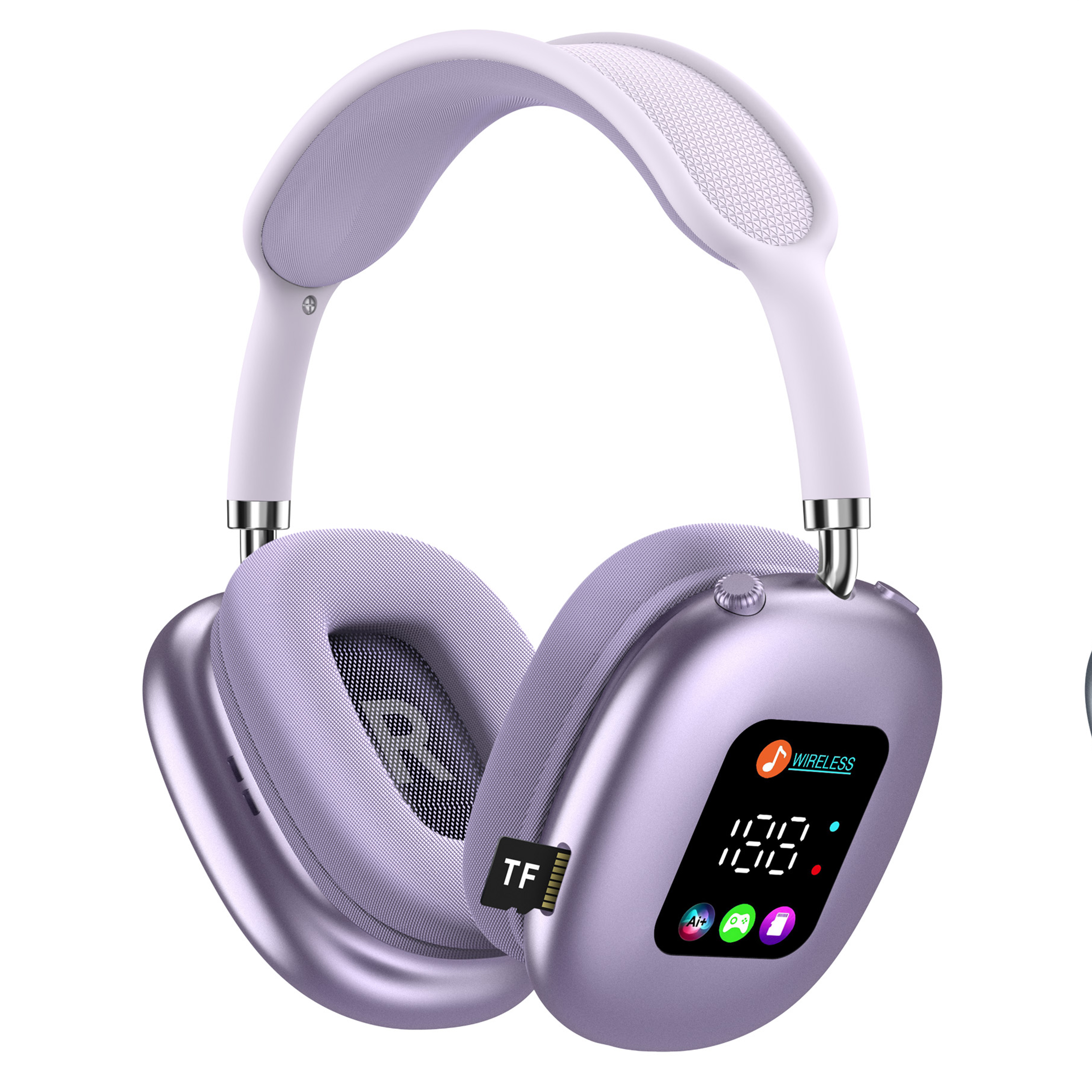 Wireless Bluetooth Headphones with RGB Digital Display & Card Reader - AKZ MAX600