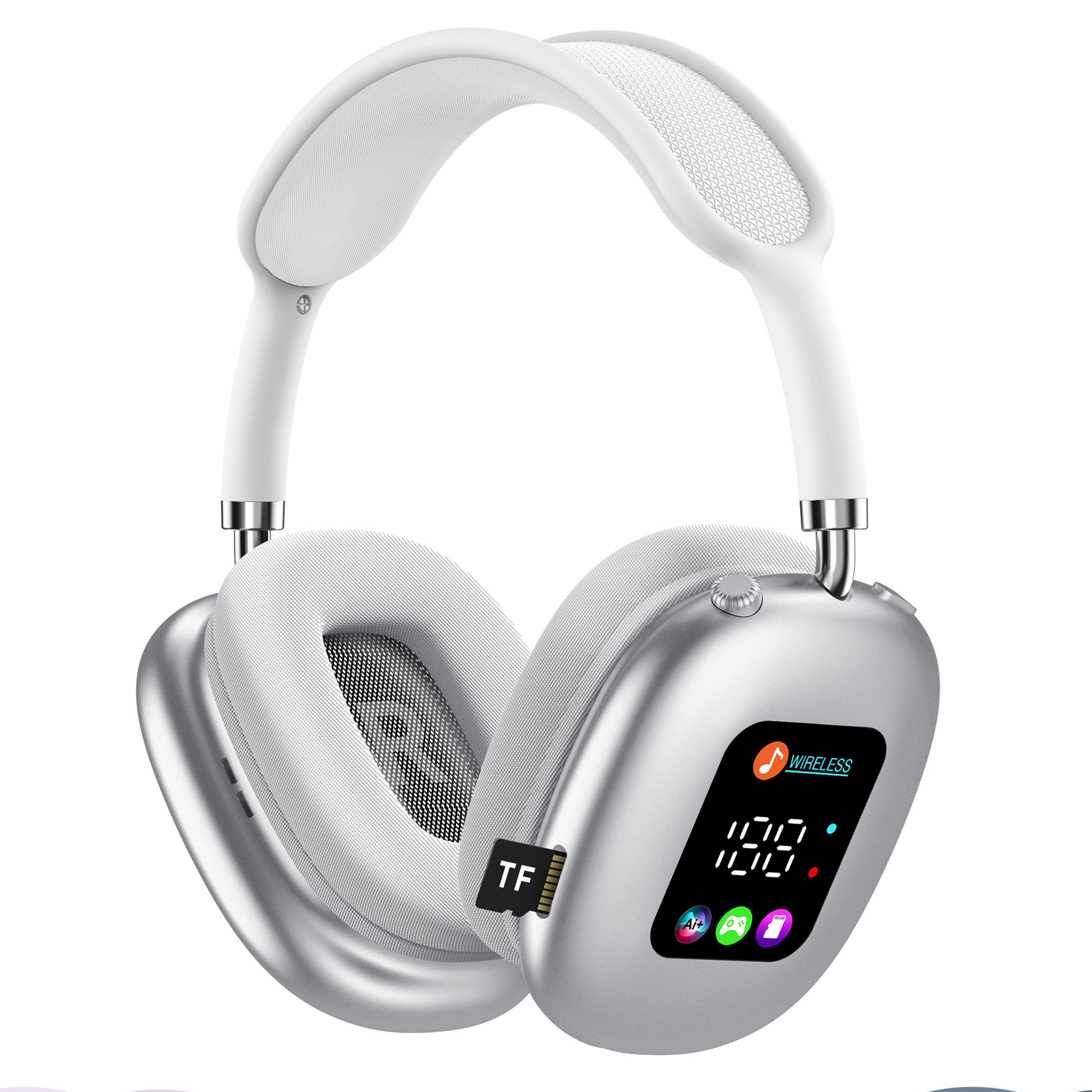 Wireless Bluetooth Headphones with RGB Digital Display & Card Reader - AKZ MAX600