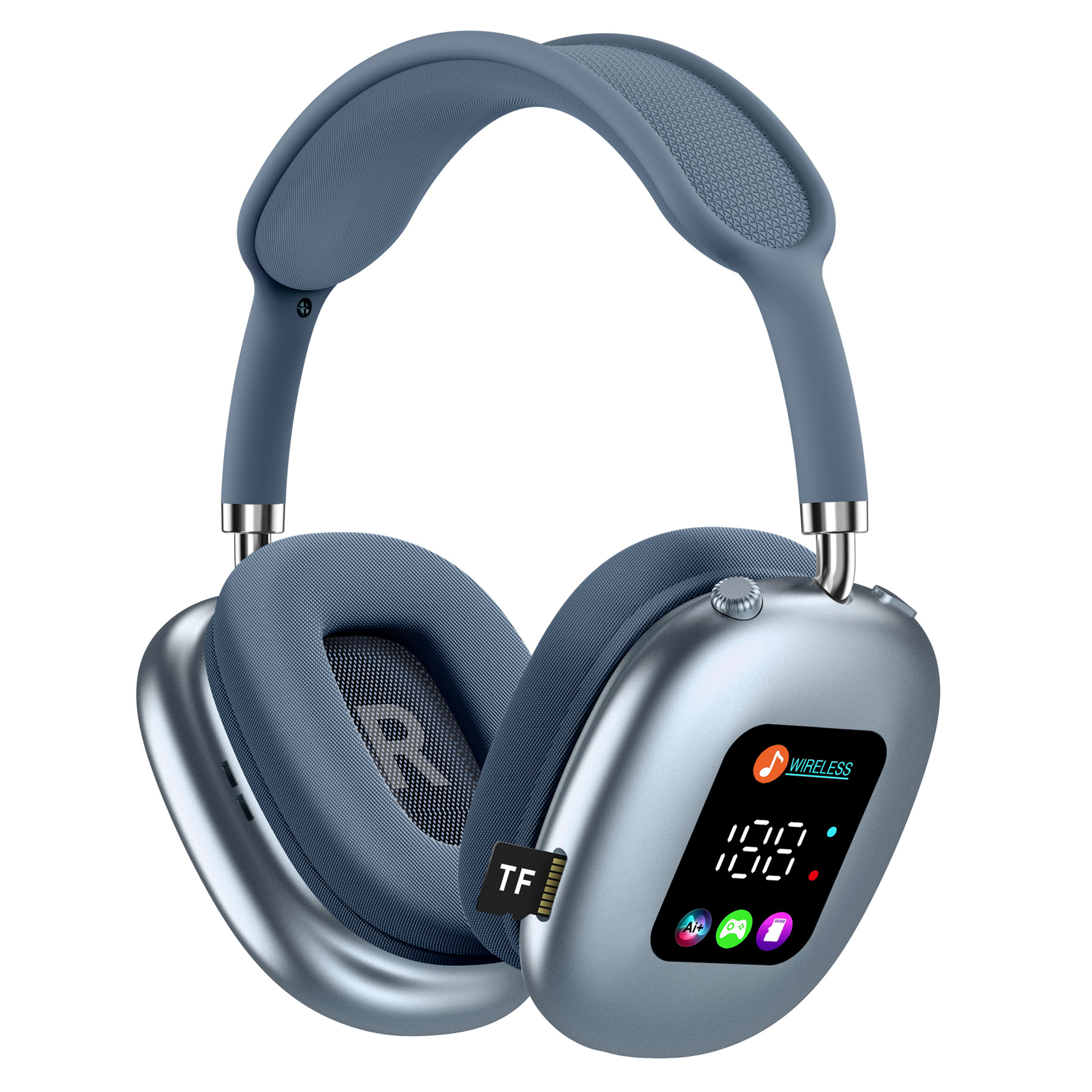 Wireless Bluetooth Headphones with RGB Digital Display & Card Reader - AKZ MAX600