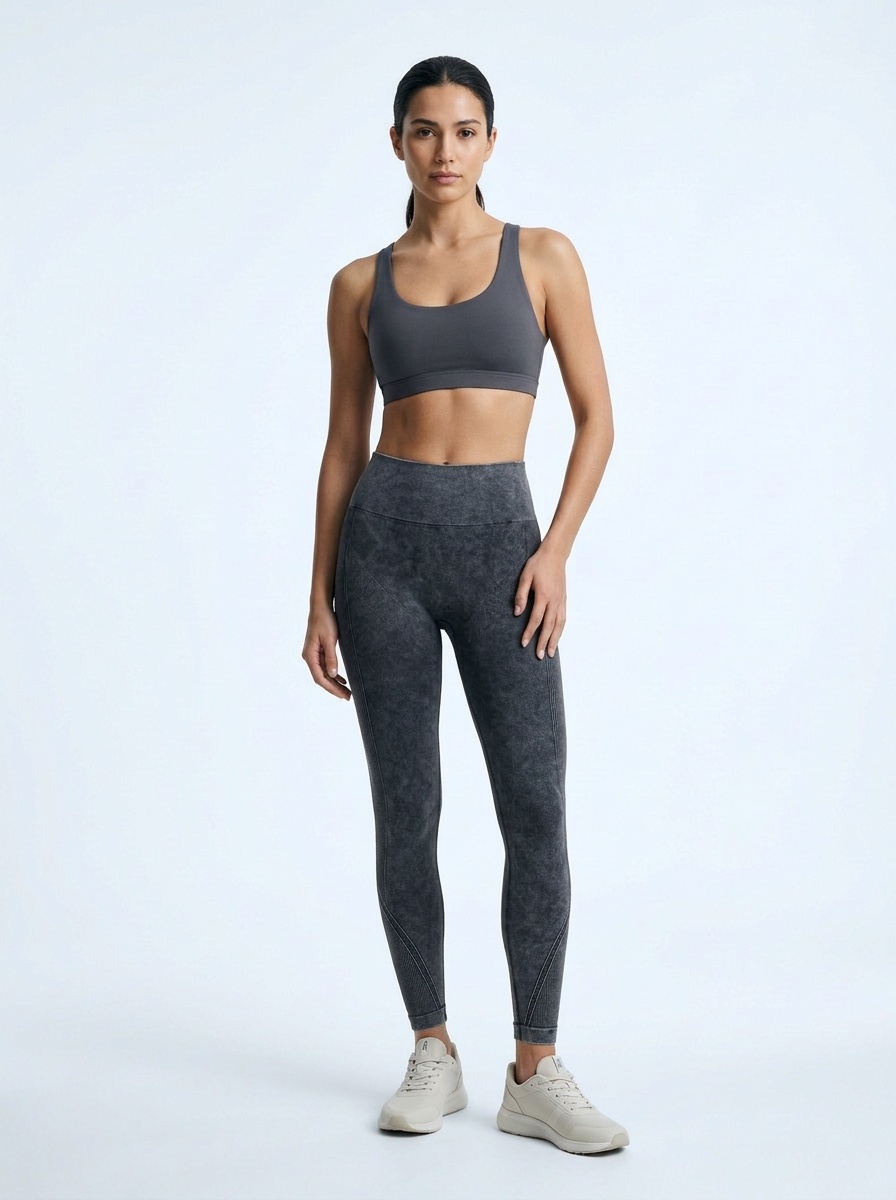 Pantalones de yoga de talle alto con efecto reductor y lavado especial para mujer.