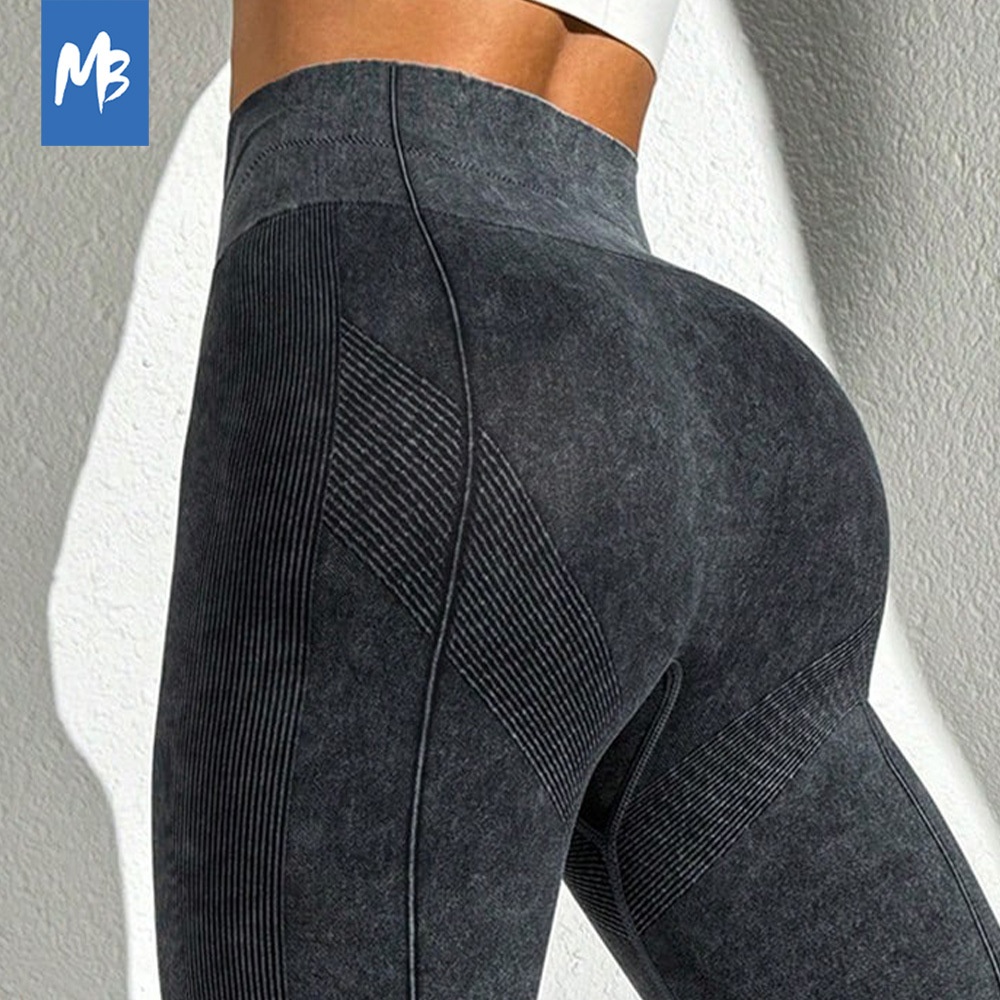 Pantalones de yoga de talle alto con efecto reductor y lavado especial para mujer.