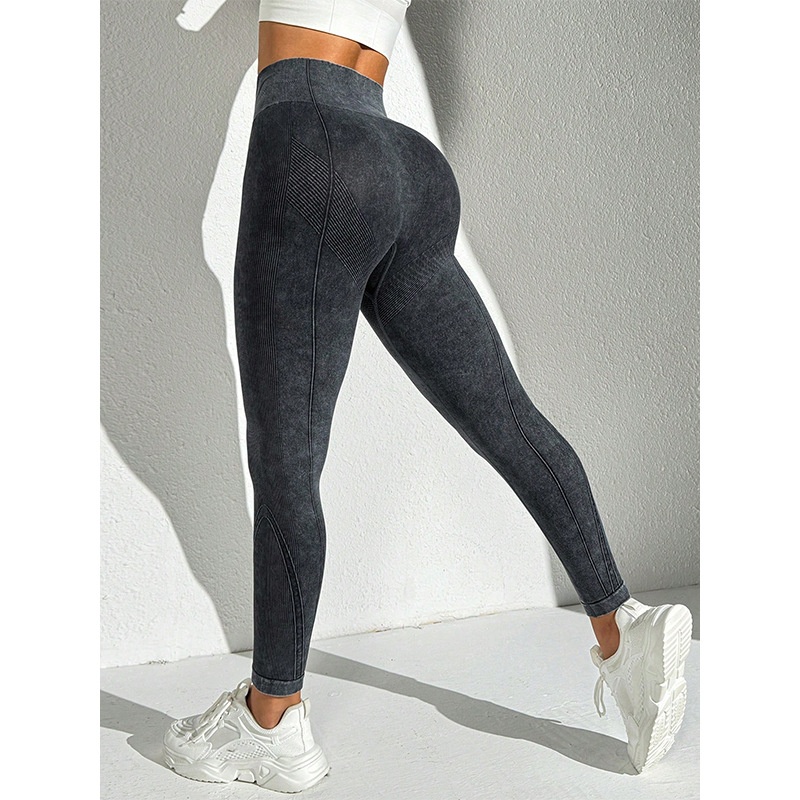 Pantalones de yoga de talle alto con efecto reductor y lavado especial para mujer.