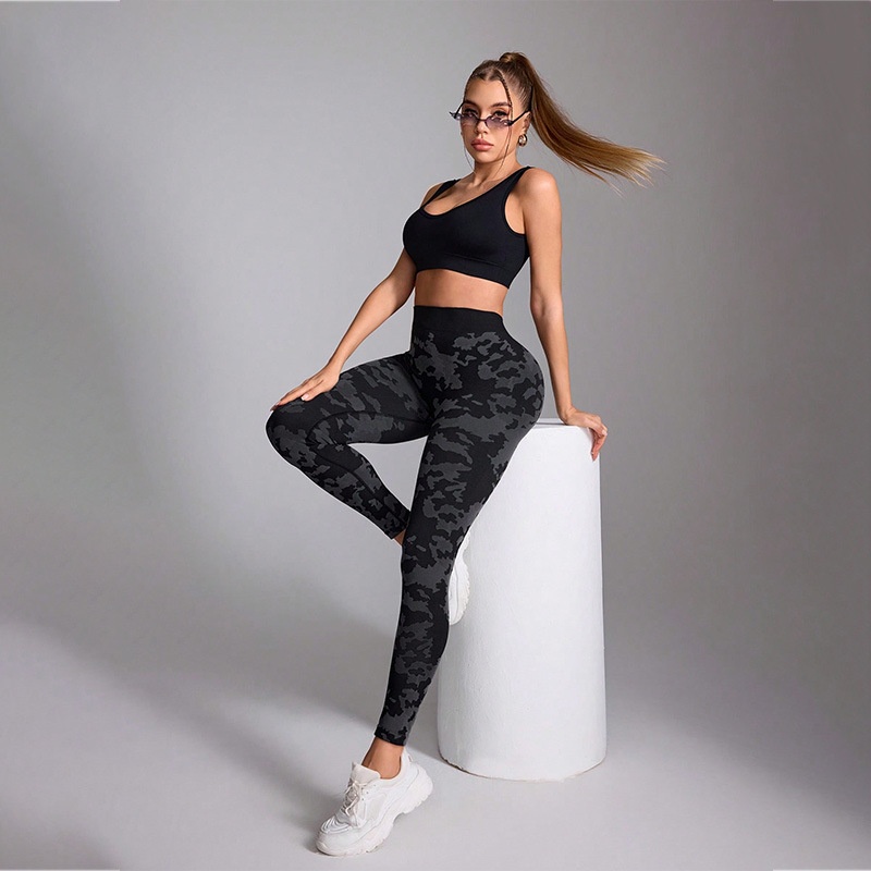 High-Waisted Camouflage Quick-Dry Slimming Yoga Pants for Women with Sexy S-Shape Fit