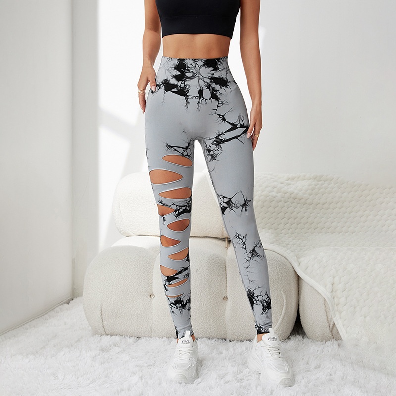 Pantalones de yoga de talle alto que estilizan la figura, con función de secado rápido y un sexy detalle rasgado para mujer.