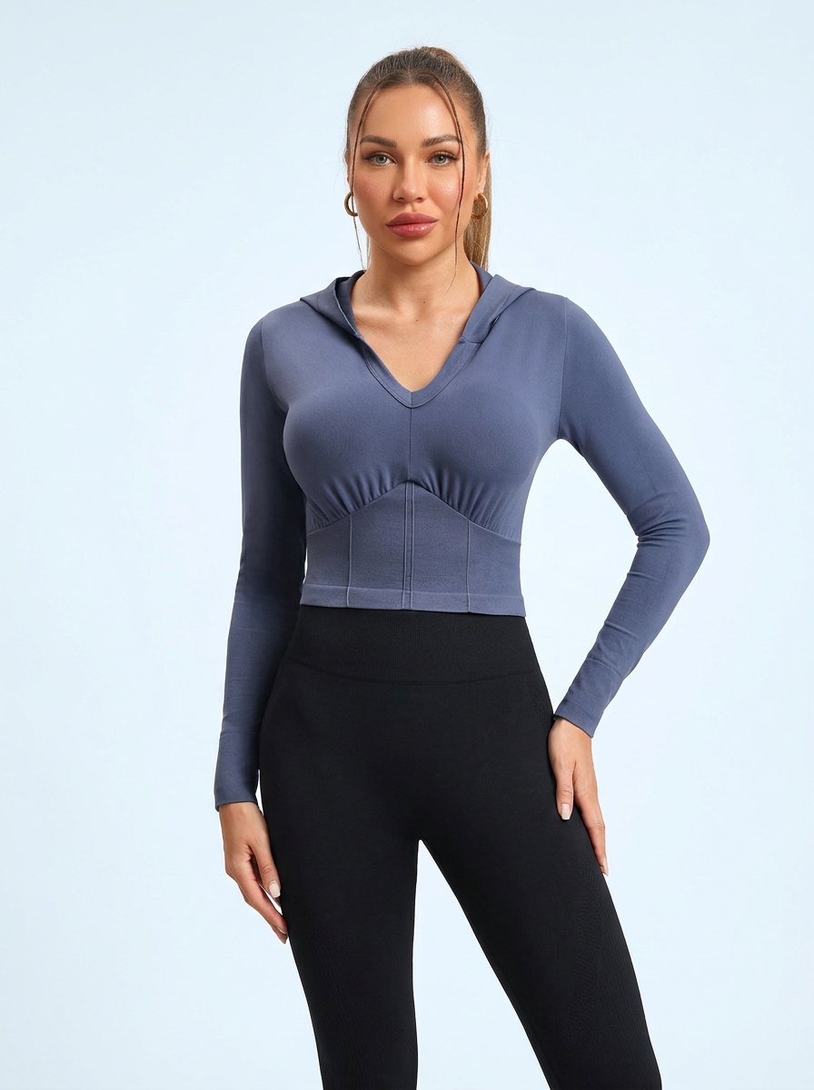 Slim Fit Casual Hooded Yoga Jacket for Women with Slimming S-Shape Design and Quick-Dry Functionality