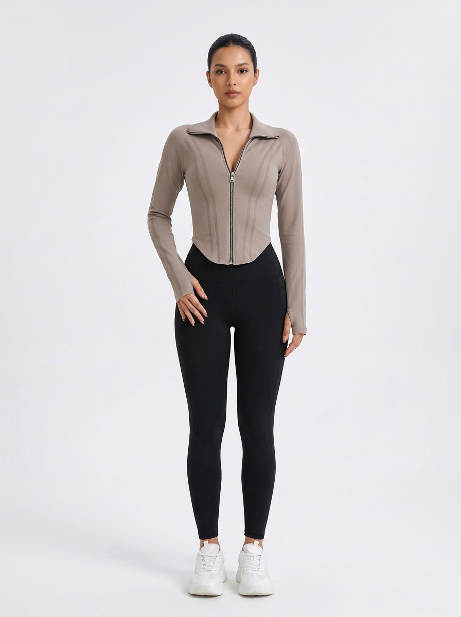 Slim Fit Quick-Dry Sun Protection Long-Sleeved Slimming Yoga Jacket for Women