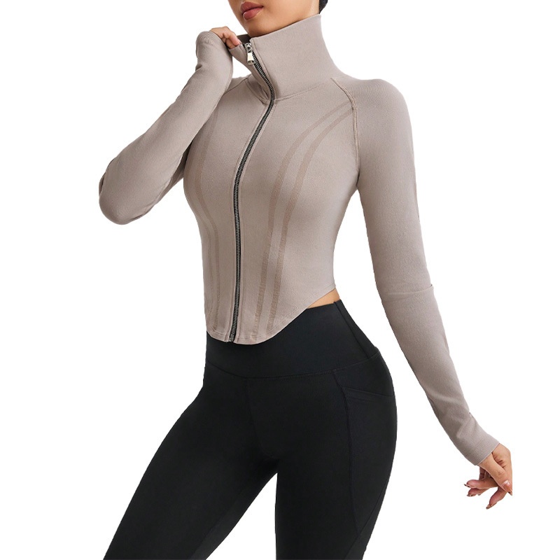 Slim Fit Quick-Dry Sun Protection Long-Sleeved Slimming Yoga Jacket for Women
