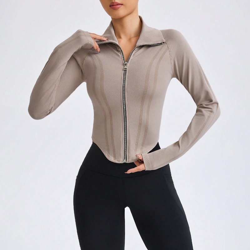 Slim Fit Quick-Dry Sun Protection Long-Sleeved Slimming Yoga Jacket for Women