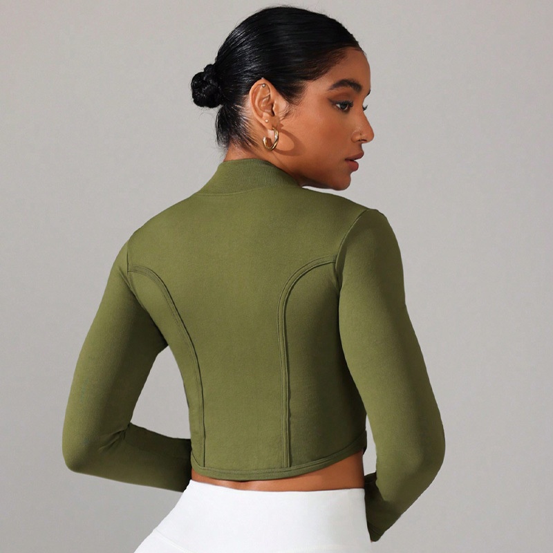 Slimming Zip-Up Long-Sleeve Yoga Jacket for Women with Breathable S-Shape Fit