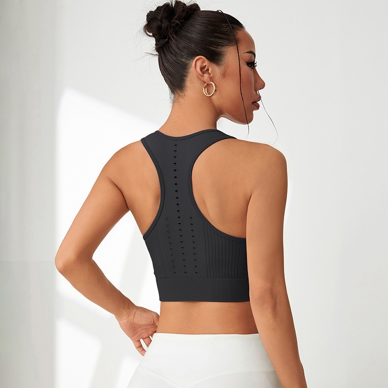 Slimming Racerback Sports Bra for Women with Fixed Cups and Breathable Fit