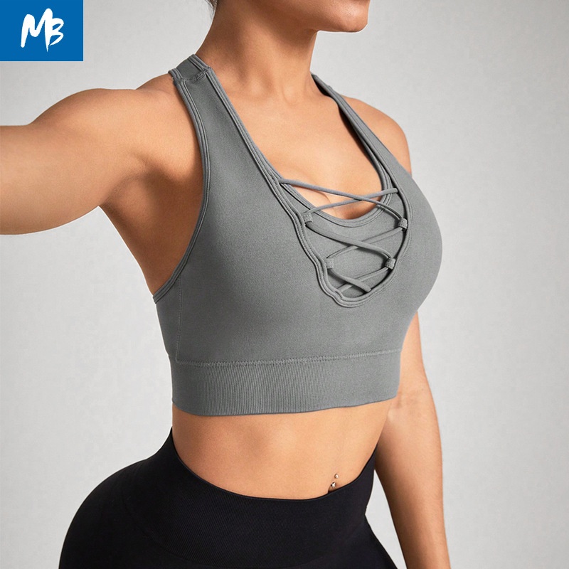 Front-Tie Racerback Yoga Bra for Women with a Slimming S-Shape Fit