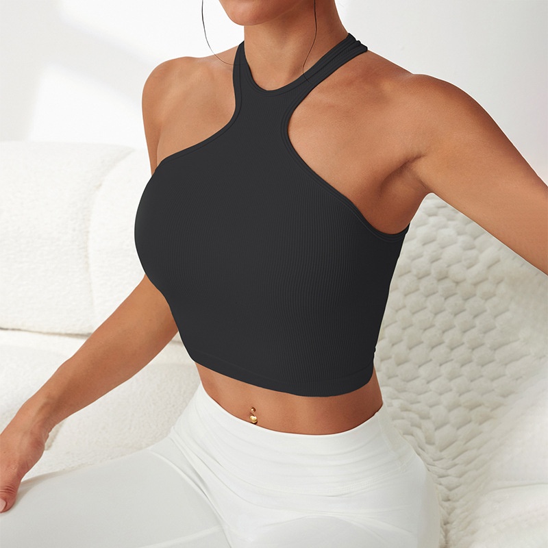 Shock-Absorbing Halter Neck Yoga Bra for Women with a Slimming Fit