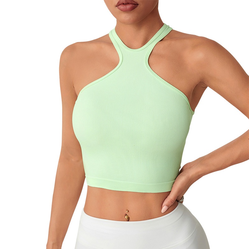 Shock-Absorbing Halter Neck Yoga Bra for Women with a Slimming Fit