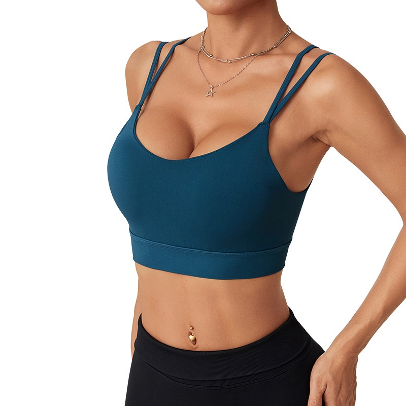 Sujetador deportivo sin espalda con diseño de mariposa y efecto amortiguador para mujer.