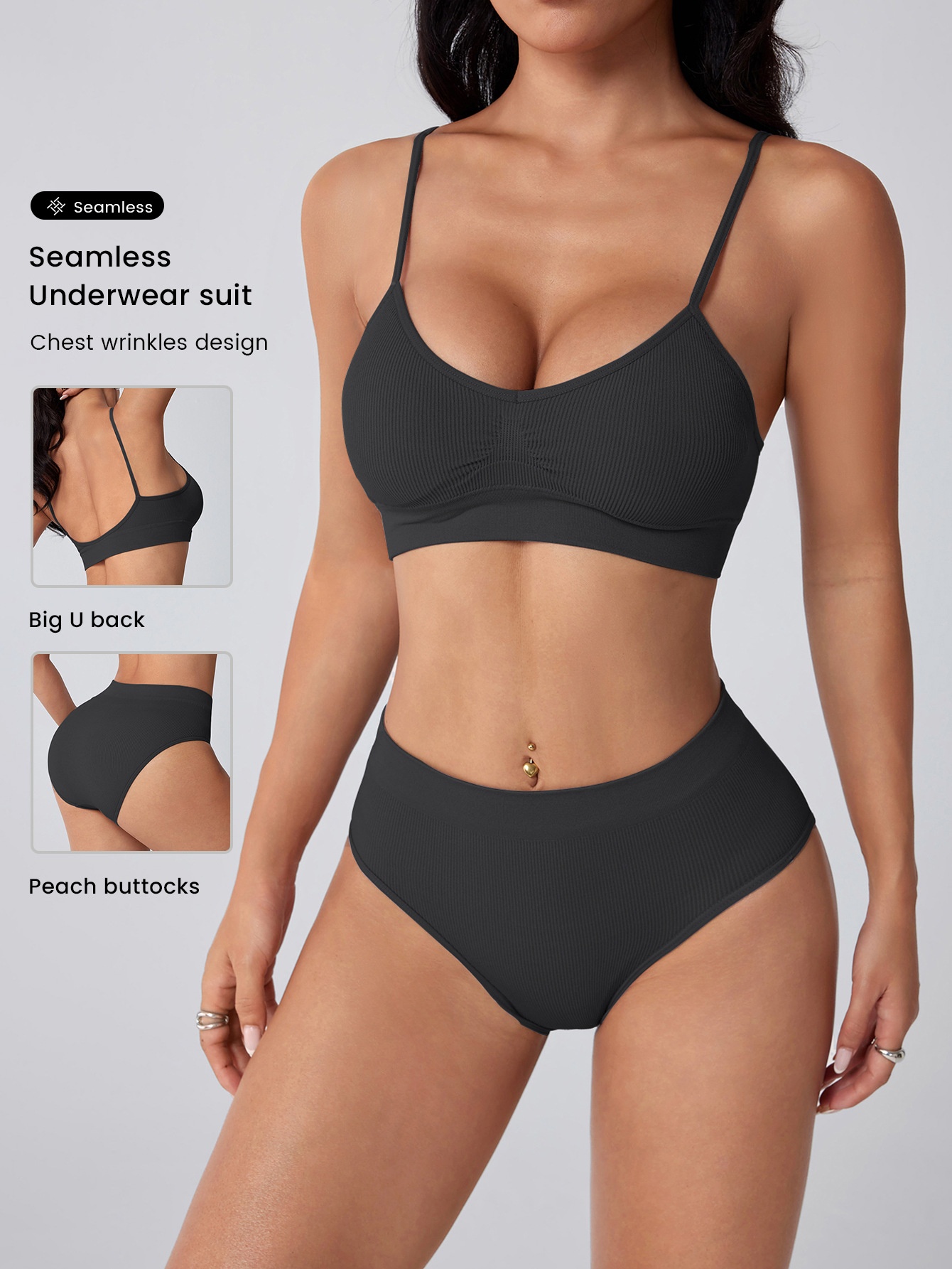 Conjunto de sujetador triangular sexy para mujer con forma de S que estiliza la figura.