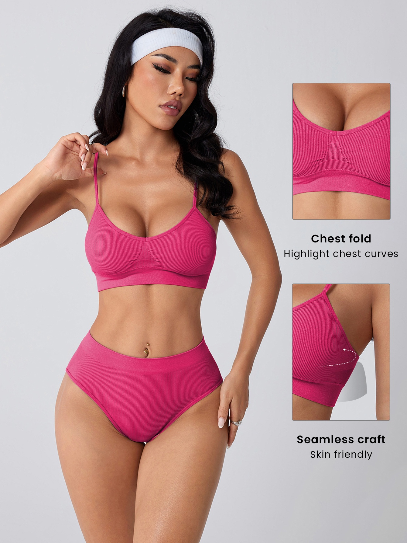 Conjunto de sujetador triangular sexy para mujer con forma de S que estiliza la figura.