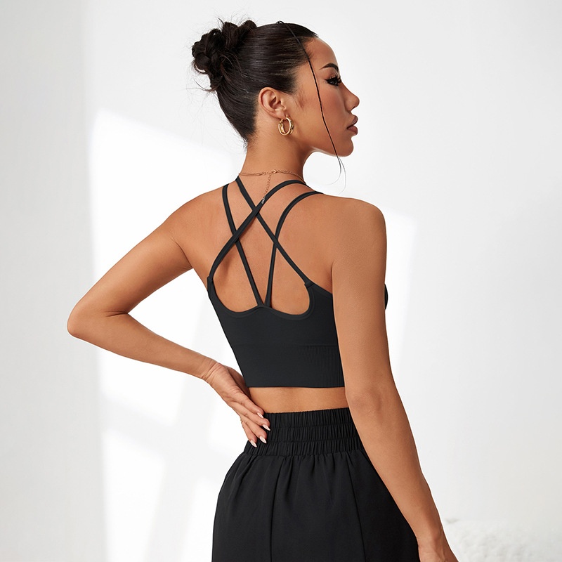 Sujetador de yoga push-up acolchado y reductor para mujer con soporte transpirable para el ejercicio.