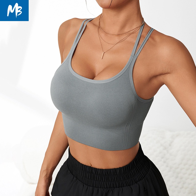 Sujetador de yoga push-up acolchado y reductor para mujer con soporte transpirable para el ejercicio.