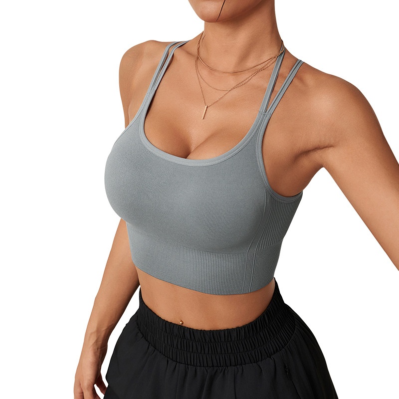 Sujetador de yoga push-up acolchado y reductor para mujer con soporte transpirable para el ejercicio.