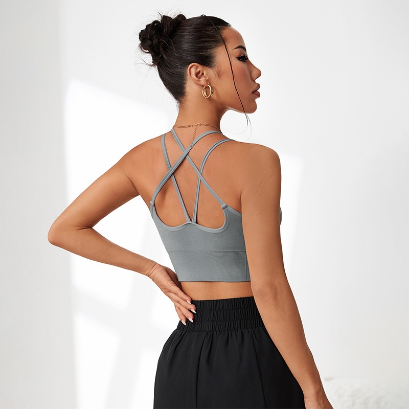 Sujetador de yoga push-up acolchado y reductor para mujer con soporte transpirable para el ejercicio.