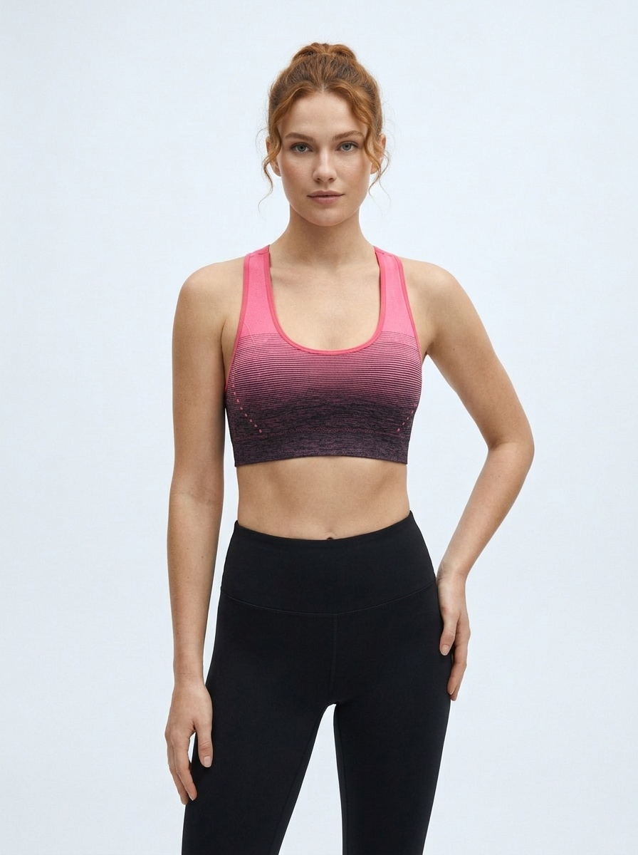 Shock-Absorbing Racerback Slimming Sports Bra for Women with Moisture-Wicking Gradient Style