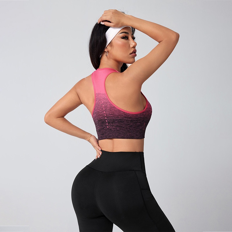 Shock-Absorbing Racerback Slimming Sports Bra for Women with Moisture-Wicking Gradient Style