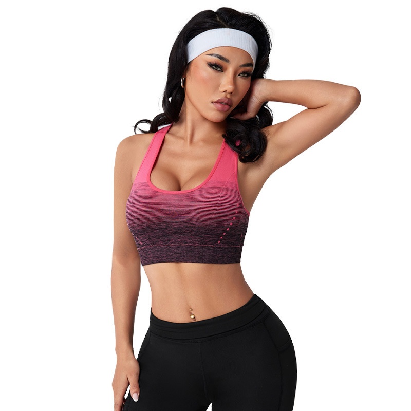 Shock-Absorbing Racerback Slimming Sports Bra for Women with Moisture-Wicking Gradient Style