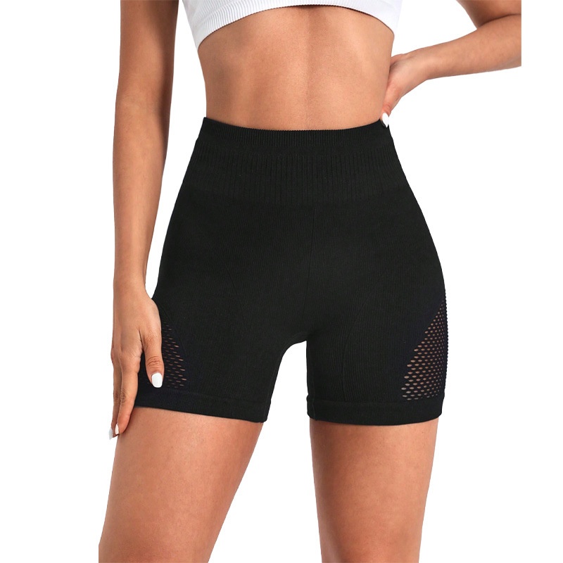 High-Waisted Quick-Dry Fitness Shorts for Women with a Slimming Mesh Design