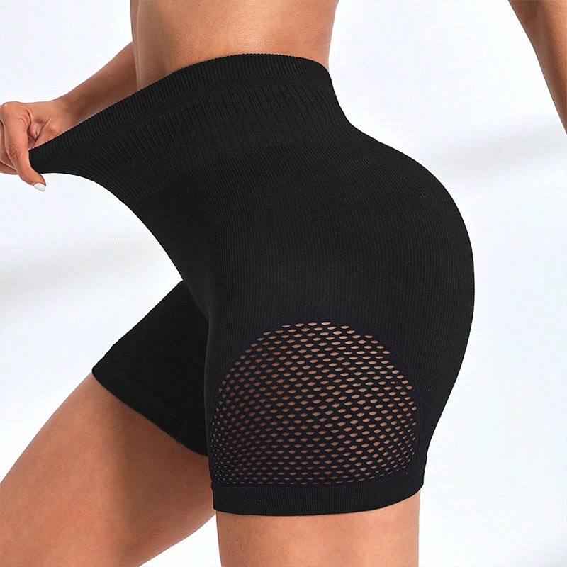 High-Waisted Quick-Dry Fitness Shorts for Women with a Slimming Mesh Design