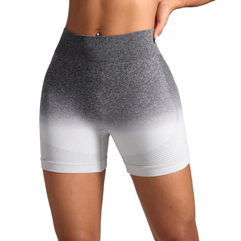 Hochgeschnittene Yoga-Shorts mit Farbverlauf für Damen mit figurformender, schnelltrocknender Passform