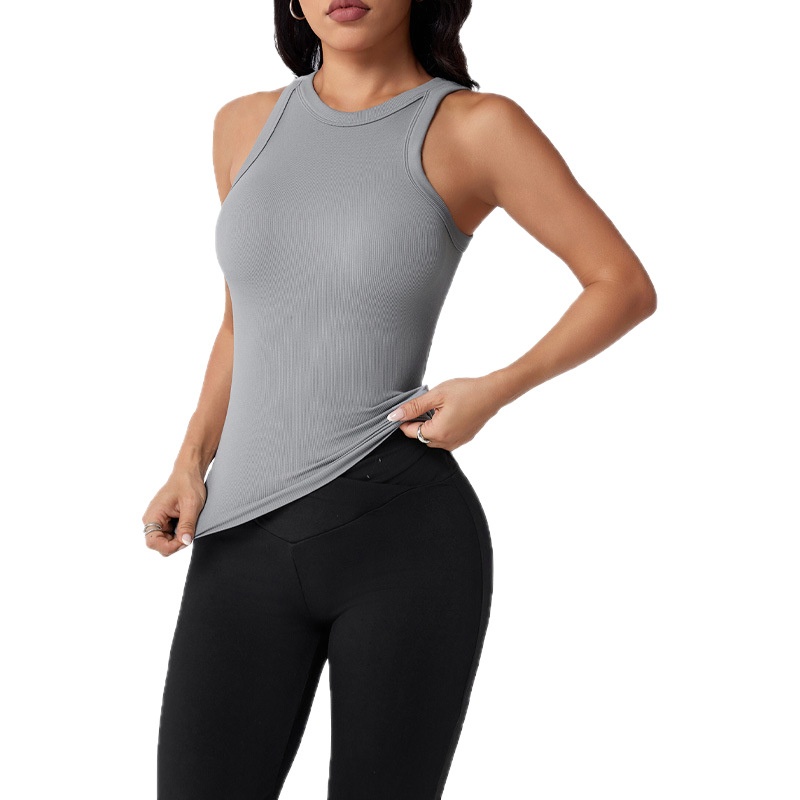 Shock-Absorbing Slimming Yoga Vest for Women with Fixed Cups and Fit