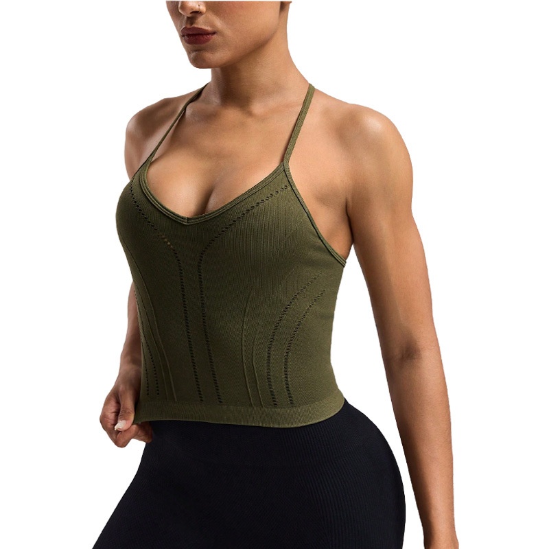 Slim Fit Sexy Yoga Vest with Built-in Pads for Women