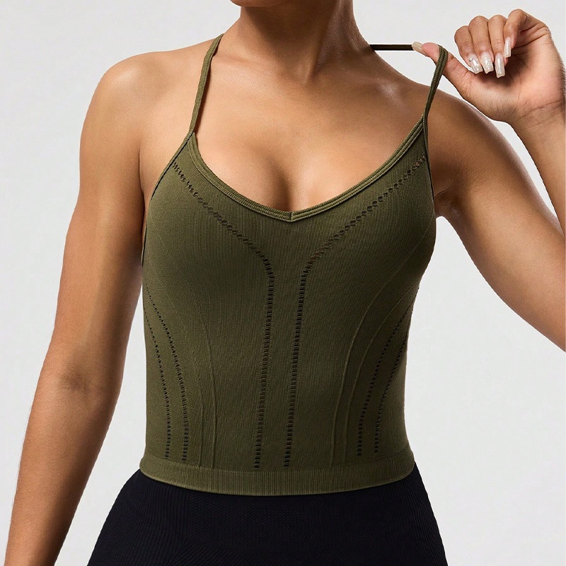 Slim Fit Sexy Yoga Vest with Built-in Pads for Women