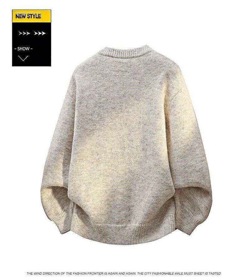 Oversized Crewneck Button-Front Knit Cardigan Sweater