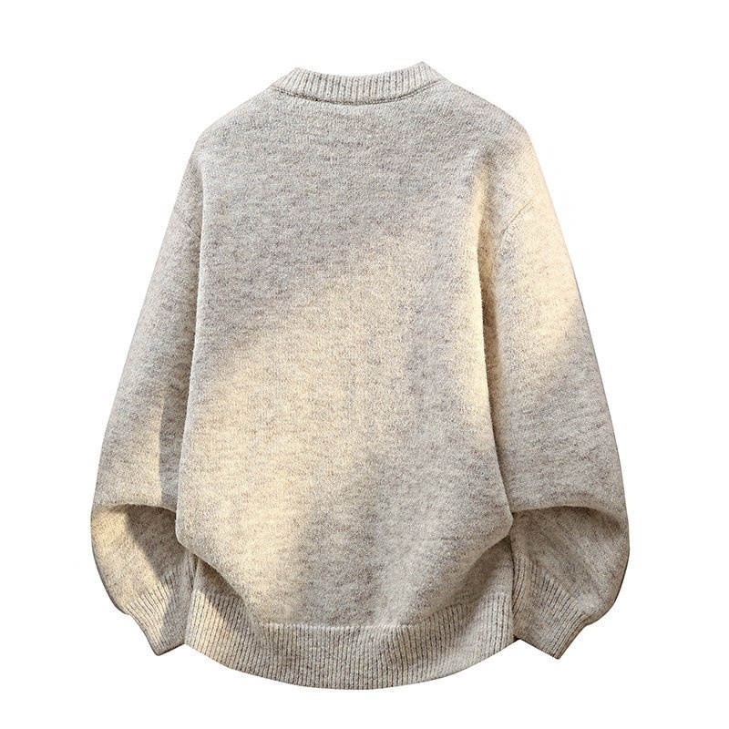 Oversized Crewneck Button-Front Knit Cardigan Sweater