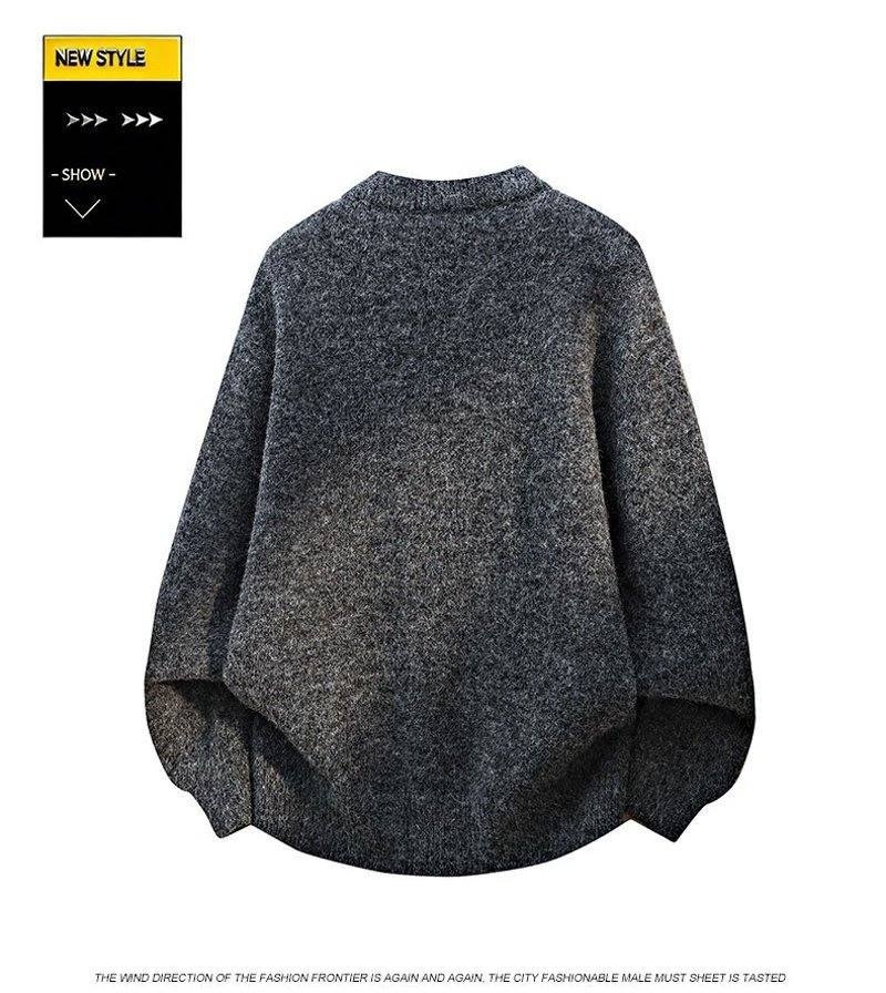 Oversized Crewneck Button-Front Knit Cardigan Sweater