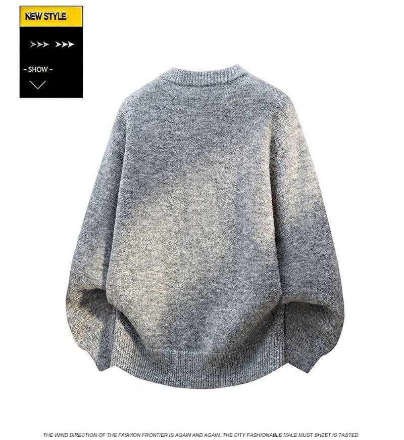 Oversized Crewneck Button-Front Knit Cardigan Sweater