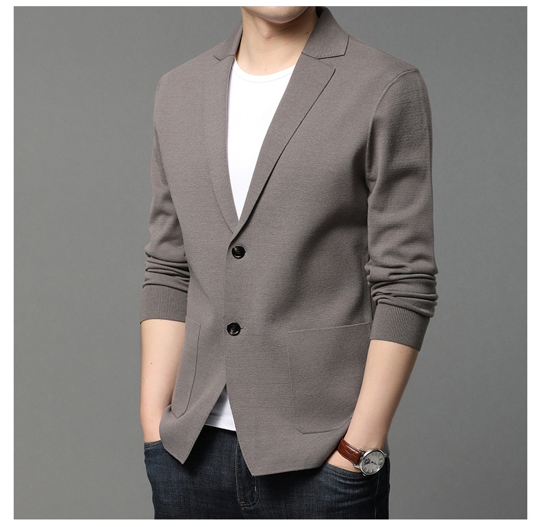 Men's Knit Blazer Lapel Two-Button Cardigan Jacket