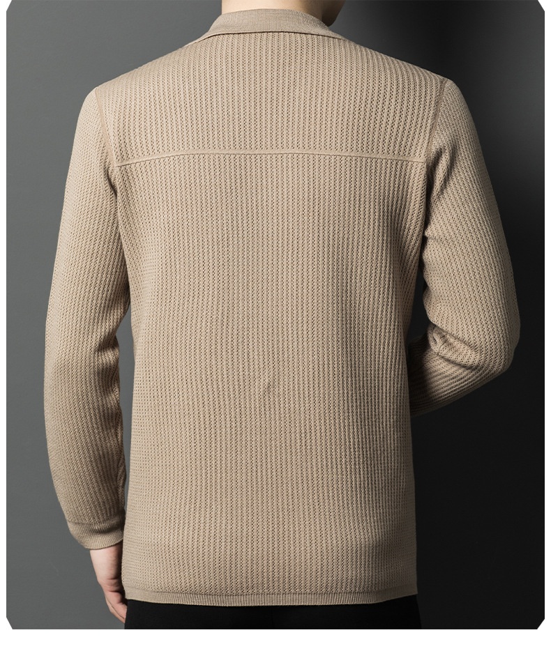 Men's Button Up Collared Knit Cardigan Sweater