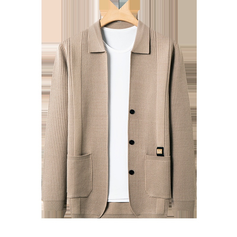 Men's Button Up Collared Knit Cardigan Sweater