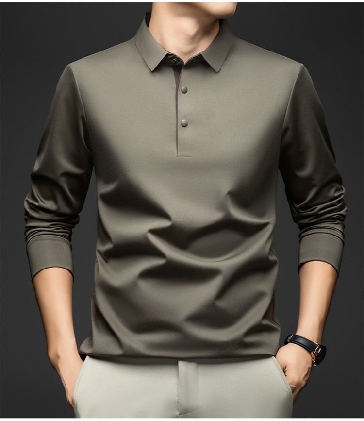 Men's Long-Sleeve Collared Polo Shirt