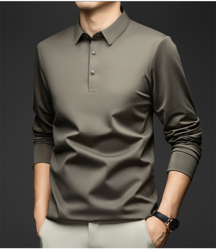 Men's Long-Sleeve Collared Polo Shirt