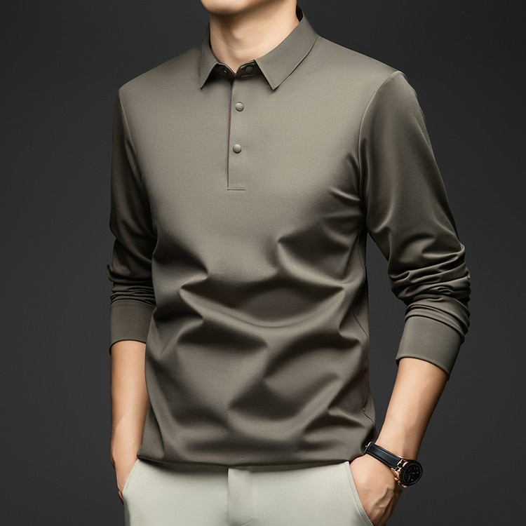Men's Long-Sleeve Collared Polo Shirt