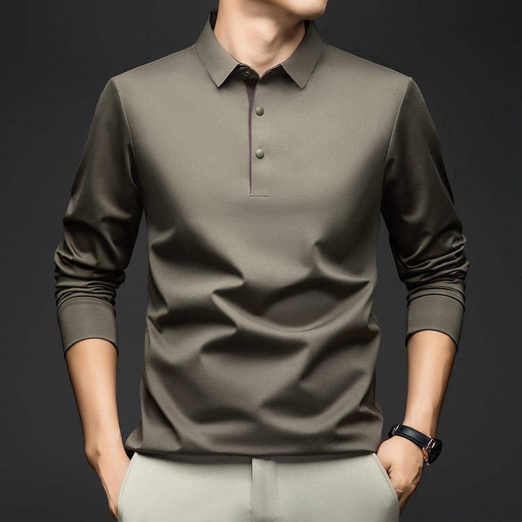 Men's Long-Sleeve Collared Polo Shirt
