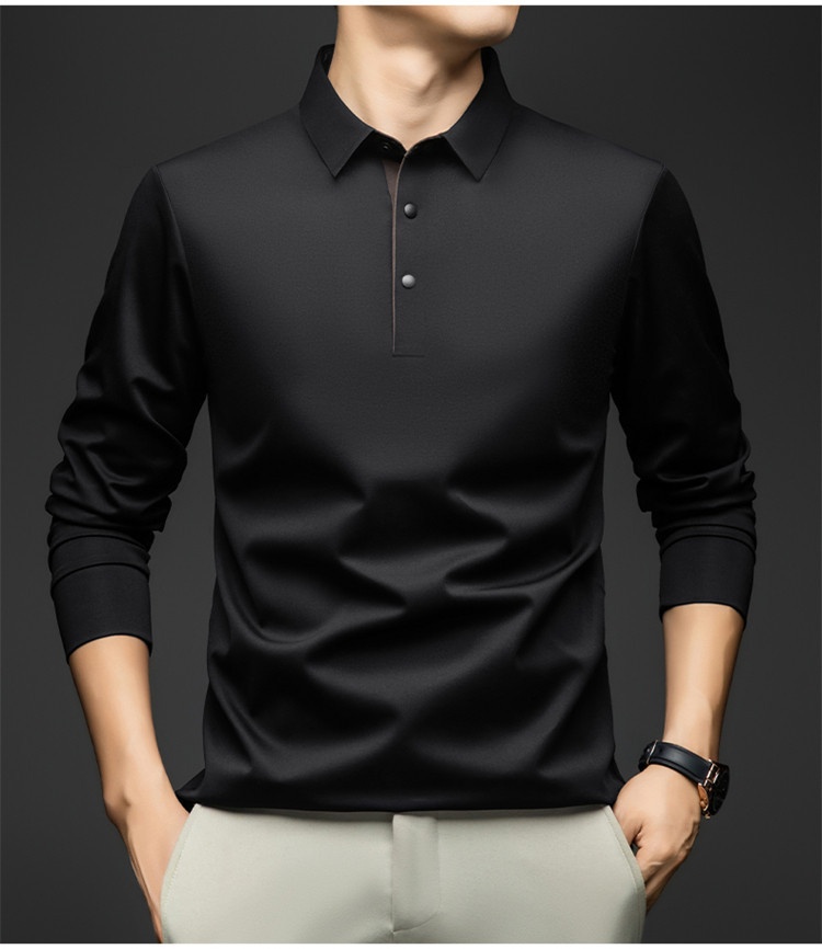 Men's Long-Sleeve Collared Polo Shirt