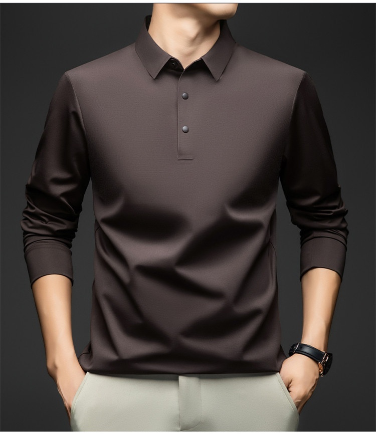 Men's Long-Sleeve Collared Polo Shirt