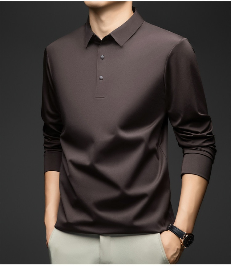 Men's Long-Sleeve Collared Polo Shirt